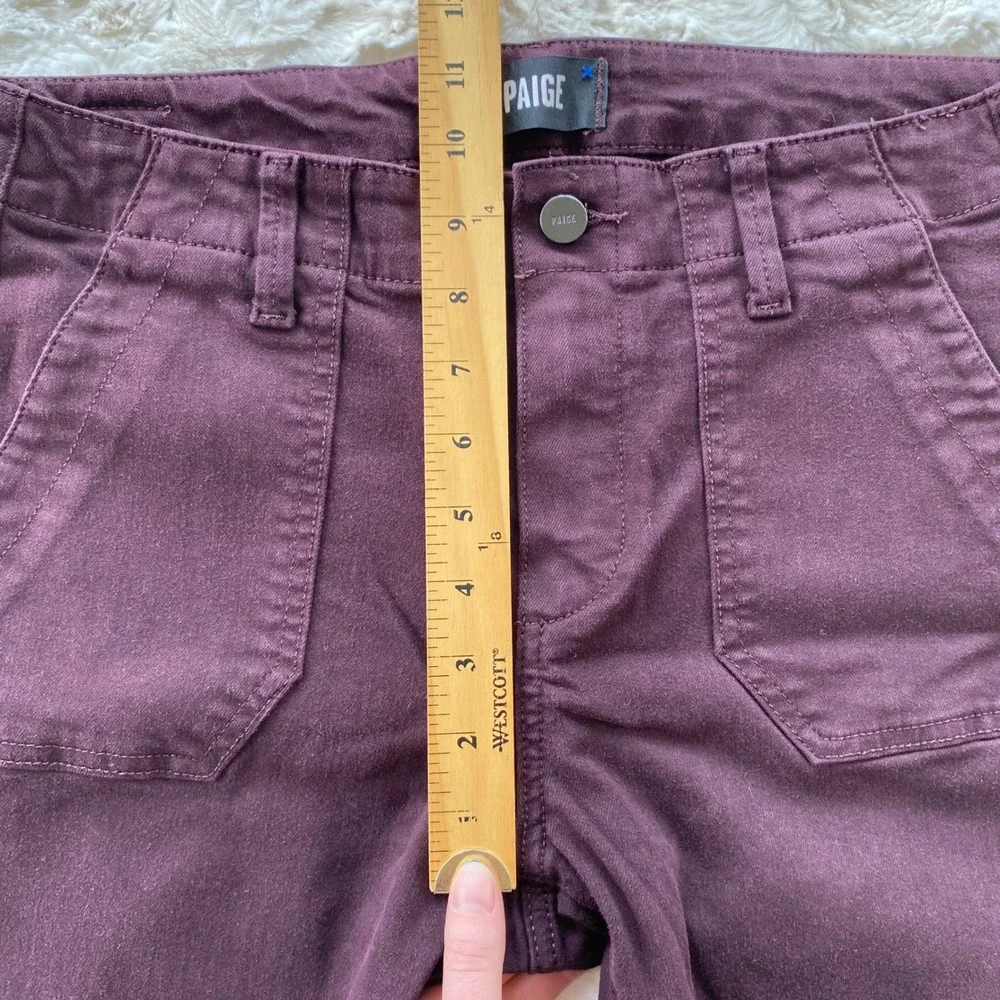 PAIGE Mayslie Jogger Pants Women 28 Maroon Utility Cargo Ankle Zip Stretch